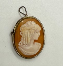 Vintage Cameo 800 Silver Pendant Pin Brooch #665