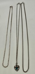 Speidel Sterling Necklaces (2) And Unmarked 925 Sterling Chain #665
