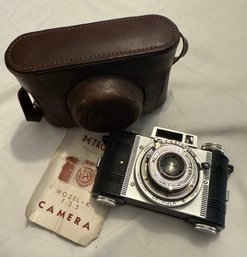Antique Detrola Model K Camera In Original Leather Case
