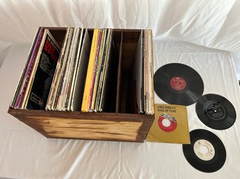 Vinyl Records In Wooden Box