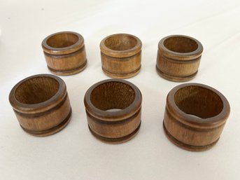 Vintage Wood Carved Napkin Rings Set Of 6