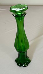 Vintage Avon Emerald Green Bath Urn Decorative Bottle Bud Vase 9' Flower Shaped Stopper