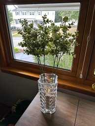 French Sculpted Glass Vase With Faux Flowers