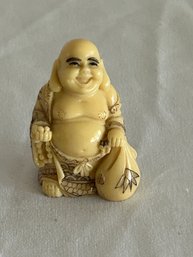Vintage Japanese Hand Carved Resin Sitting Buddha Figurine