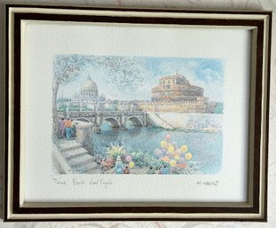Pous, Castel Sant'Onpelo Signed  F NERI Framed Art