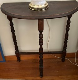 Small Antique Half Round Wooden Table
