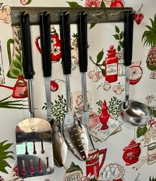 Vintage Ekco Kitchen Utensils On Rack