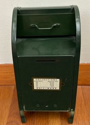All American Green Metal Mail Box Coin Bank 9'