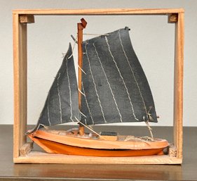 Vintage Handmade Mini Small Shadowbox Sailboat Ship Nautical Decor