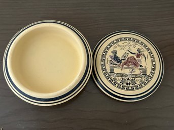 Terracotta Grecian Pottery Trinket Dish Covered Bowl