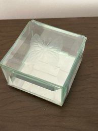 George Good Corp 1986 Glass Jewelry Or Trinket Box Covered Square Dish With Butterfly