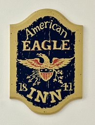 Vintage 1970s Masketeers Inc Wood American Eagle Inn 1841 Wall Hanging