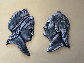 George And Martha Washington Profile Bust Wall Hangings