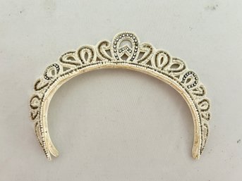 Vintage Cream Hand Beaded Tiara Headband