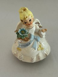 Vintage September Porcelain Angel Music Box Figurine 1972