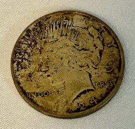 1924 $1 Silver Peace Dollar Original Toning #606