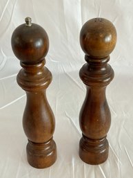Vintage Hand Turned Wood Pepper And Salt Mills