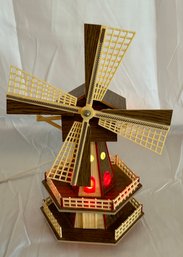 Vintage Handmade In Holland Dutch Windmill Music Box Table Lamp