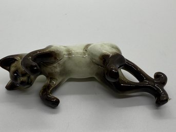 Porcelain Fish Bowl Hanging Siamese Cat #693