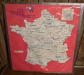 Vintage Regions In France Map On Wood Board