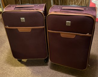Two Sets Of Protege Maroon Luggage (4 Pieces Total) 2 Rolling And 2 Bags