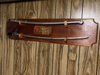 US Army Saber And Sheath Mounted With Plaque