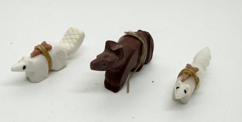 Miniature Zuni Fetish Animals Fox Beaver Bear #718
