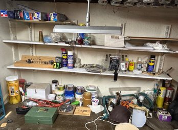 Back Wall Contents Of Tools And Box Of Shoe Shine Accessories