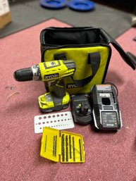 Ryobi 18V Power Drill P208B With Drill Bits, 2 Batteries, Charger And Bag