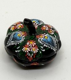 Russian Pumpkin Shaped Lacquer Mini Trinket Box #758