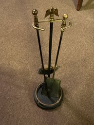 Cast Iron And Brass Fireplace Utensils