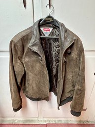 Levis Genuine Men's Rugged Brown Leather Jacket Large