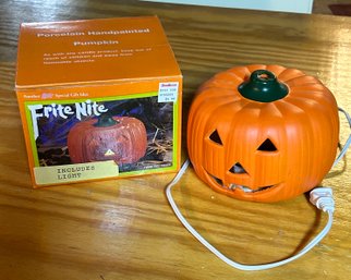 Vintage Porcelain Fright Night Pumpkin Light From Bradlees