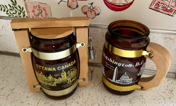 Vintage Brown Glass Bank With Keys And Mug