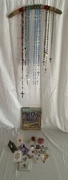 Atlas Of The Bible, Crucifex, And Religious Relic Lot