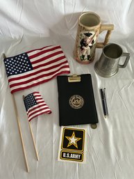 US Army Lot Minuteman Officer Club Stein, NH Military Academy Sheffield Pewter Tankard,US Marine Toys For Tots