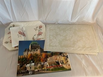 Grapevine Vinyl Placemats (6), Quebec Laminated Placemats, And Mikasa Placemats (7) And Napkins (6)