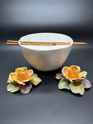 Donna Karan Lenox Bowl And Capodimonte Flowers