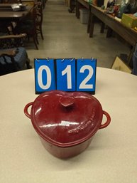 Signed Enameled Heart Shaped Covered Dish