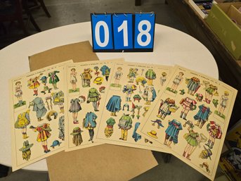Four Pages Of Uncut French Paper Dolls