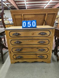 4 Drawer Pine Chest Victorian With Walnut Pulls
