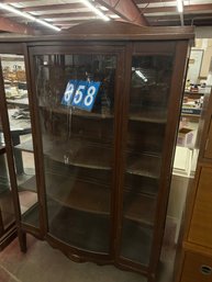 Mahg. Curved Glass Inlaid China Cabinet