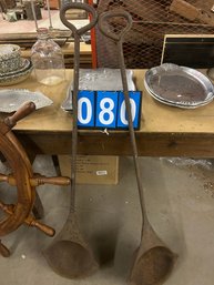 Pair Of Large Hand Forged Caldrons  For Pouring