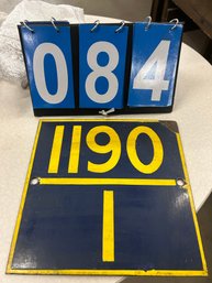Blue And Yellow Porcelain Railroad Sign