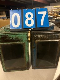Pair Of Metal Candy Containers With Glass Fronts