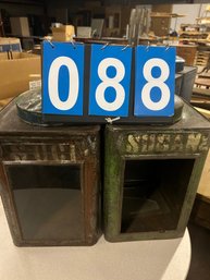Pair Of Metal Candy Containers With Glass Fronts