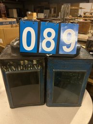 Pair Of Metal Candy Containers With Glass Fronts