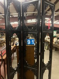 3 Panel Carved Oriental Screen