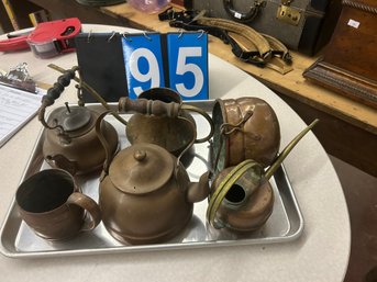 Tray Lot Of Early Brass And Copper