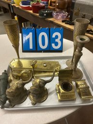 Tray Lot Of Polished Brass Items